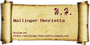Wallinger Henrietta névjegykártya